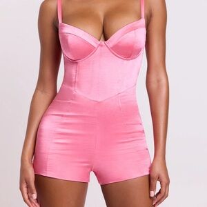 Oh Polly Blush Satin Shapewear Romper